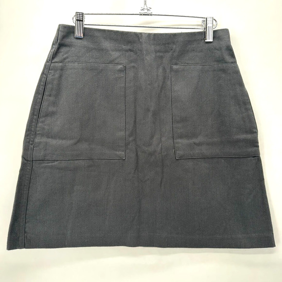 NWT KOTN Flannel Mini Skirt Womens 6 Charcoal Grey Pockets A-line Modern Preppy - Picture 1 of 10